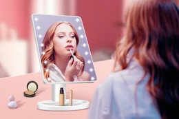 Lighted Vanity Makeup Mirror, Now $10.49 With Amazon Promo Code card image