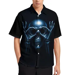 Men's Gothic Skull Button Down Shirt