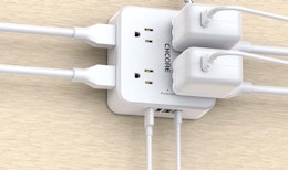 plugs plugged into a surge protector