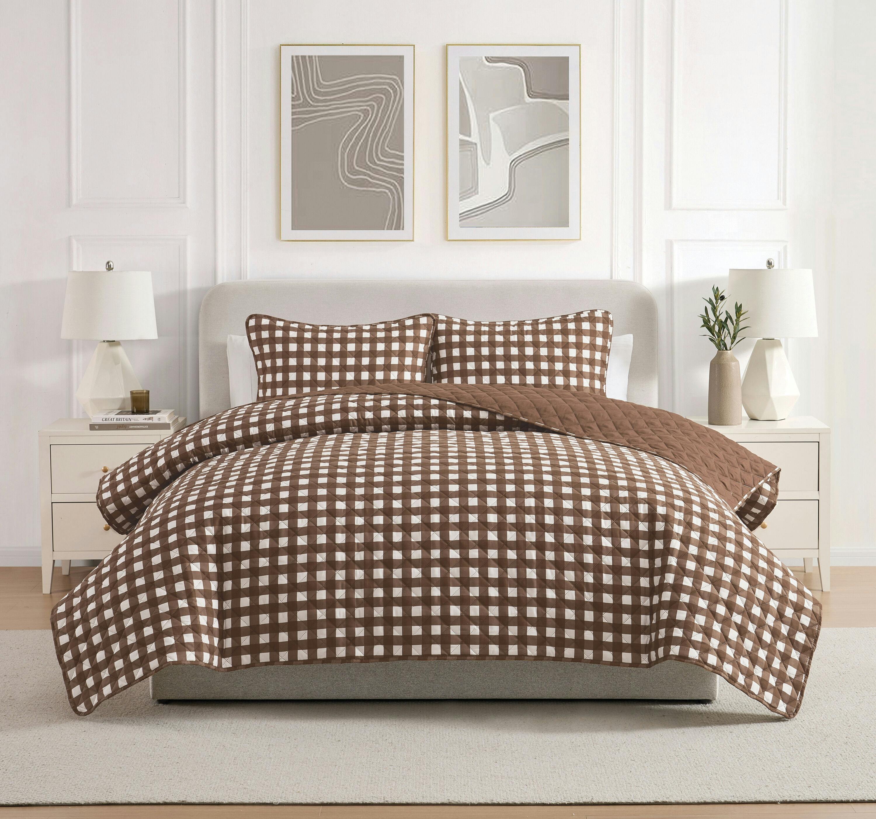 Gingham King Quilt Set