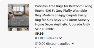 Poboton Area Rugs for Bedroom Living Room, 4X6 Ft Grey Fluffy 