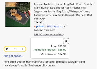 Bedsure dog bed Amazon receipt