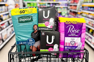 shoprite sponsored depend poise and kotex items in cart