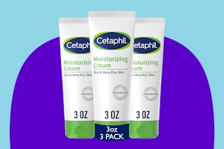 Cetaphil Face & Body Moisturizer on a purple background.
