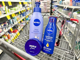 nivea lotions in a shopping cart