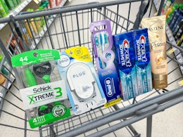 crest and oral-b febreze pantene schick in walgreens cart