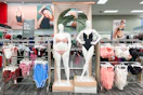 women's swimsuits sitting on target shelves