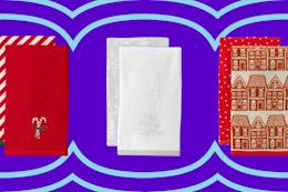 3 wondershop hand towels sets side by side