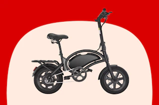 Stock image of a black folding electric bike/scooter