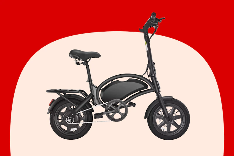 Stock image of a black folding electric bike/scooter