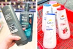 collage with Dove and Dove Men+Care body washes