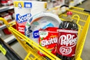 groceries in a dollar general shopping cart