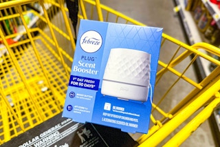 febreze plug scent diffuser in a yellow shopping cart