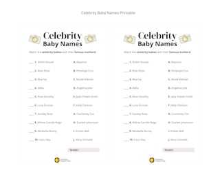 Celebrity Baby Names game for baby showers