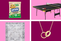 Gerber Get Ems snacks, table tennis set, Better Homes & Gardens run, Brilliance necklace