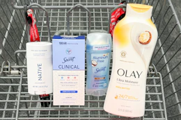 P&G personal care products in a shopping cart