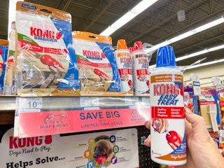 hand holding kong pet treats