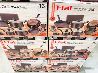 t-fal cookware sets stacked on top of each other in macys