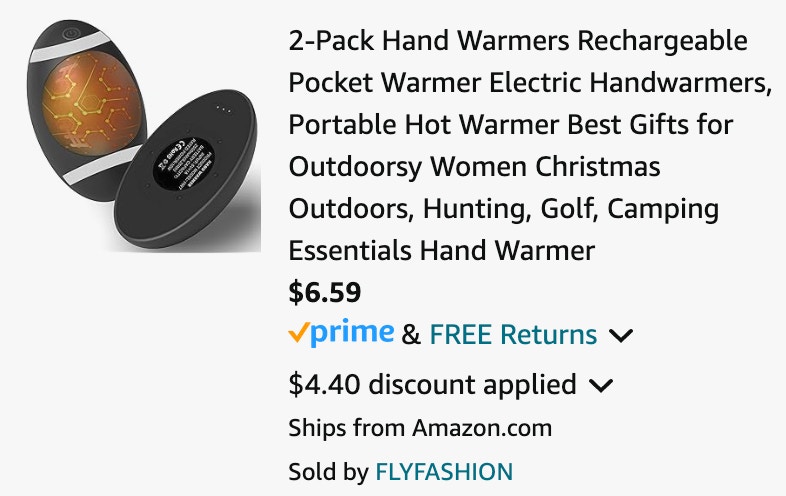 hand warmer cart ending in $6.59