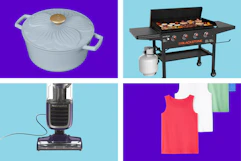 blue dutch oven, Blackstone griddle, Shark vacuum, Garanimals toddler tank tops