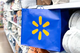 Walmart reusable bag in the blanket area