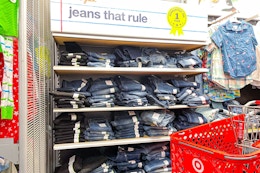 kids' jeans sitting on a target shelf