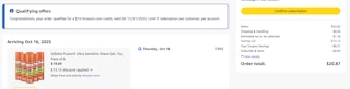 Gillette Fusion5 Amazon receipt