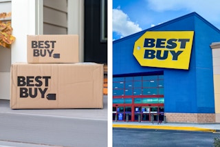 best buy boxes and outside of the store