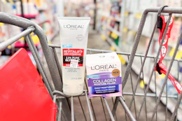 loreal cleanser and moisturizer in a cart