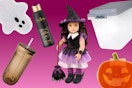 6 different items: Halloween snack containers, SheaMoisture Body Wash (sponsored), tumbler, witch doll and Hefty container