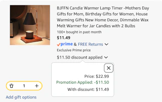 candle lamp warmer Amazon receipt