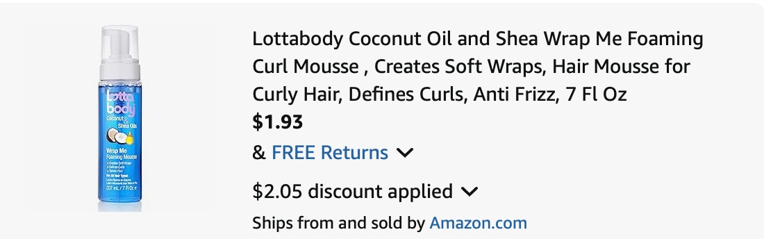 Lottabody Mousse Amazon receipt