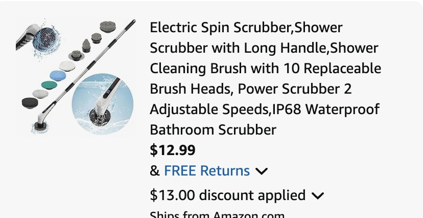 Spin scrubber Amazon receipt