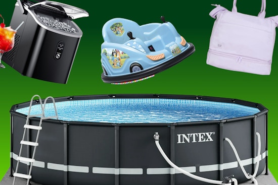 ice maker, intex pool, bluey bumper car, the home edit duffel bag
