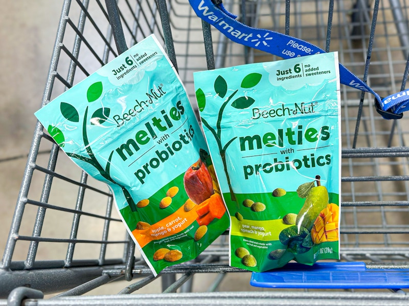 two bags of beech-nut melties in walmart cart