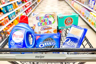 meijer groceries in a shopping cart