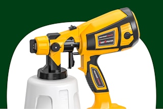 Stock image of a yellow Purevigil Paint Sprayer