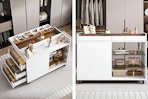 2 lifestyle images of the Movable Cabinet Dresser Makeup Vanity Table