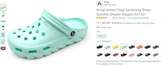 A screenshot of an Amoji clogs(Crocs dupe) product page on Amazon's website.