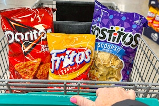 doritos tostitos fritos chips in shopping cart