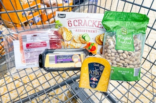 aldi Charcuterie Board Finds crackers cheese nuts deli meat
