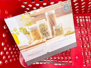 threshold glass canister set in a target cart