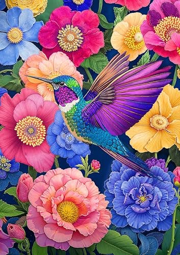 Hummingbird & Blooms Jigsaw Puzzle