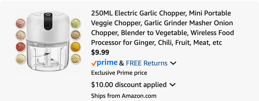 food processor Amazon receipt
