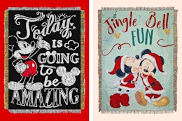 Two Mickey Mouse themed Woven Tapestry Throw Blankets