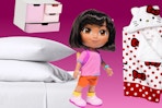 Dora doll, bed sheet set, storage organizer & Hello Kitty hooded towel