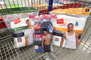 hanes mens shirts and boxer briefs in a cart