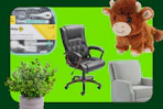 Safety1st health set, office chair, highland cow toy, faux plant, recliner