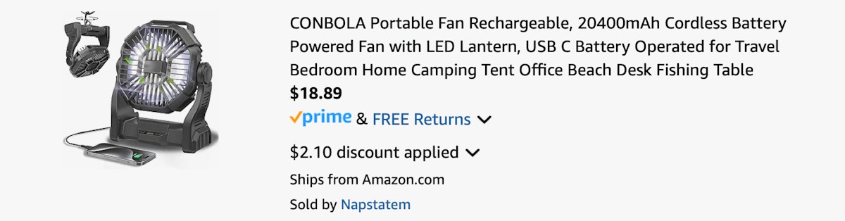Amazon Rechargeable Camping Fan 2025 2