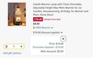 candle lamp Amazon receipt